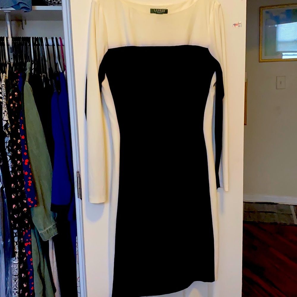 RALPH LAUREN Black and Cream Dress